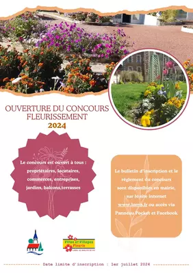 Ouverture du concours de fleurissement à Lorris - 2024 - clic sur l'affiche pour obtenir le bulletin d'inscription